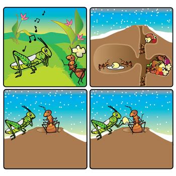 Aesop S Fables The Grasshopper And The Ant Clip Art By Studio Devanna