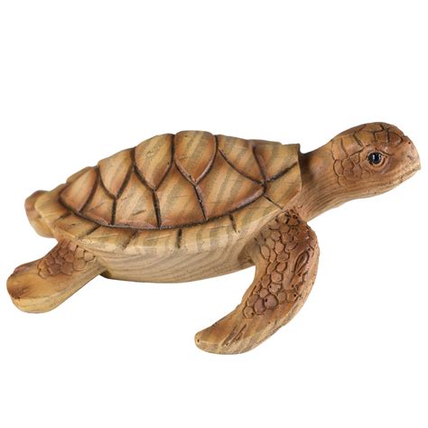 Sea Turtle Faux Carved Wood Look Figurine 3 5 L In 2021 Wood Turtle