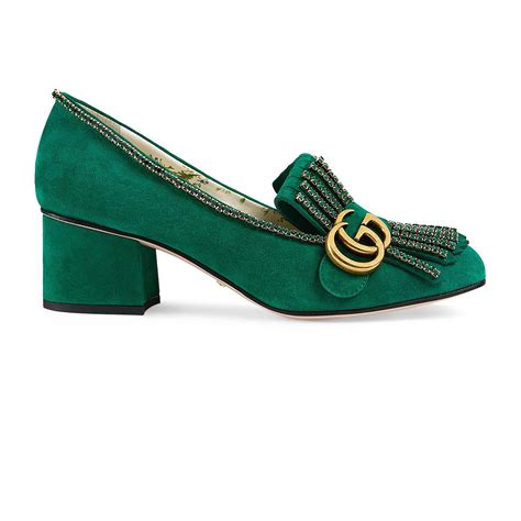 Lyst Gucci Marmont Suede Pumps In Green