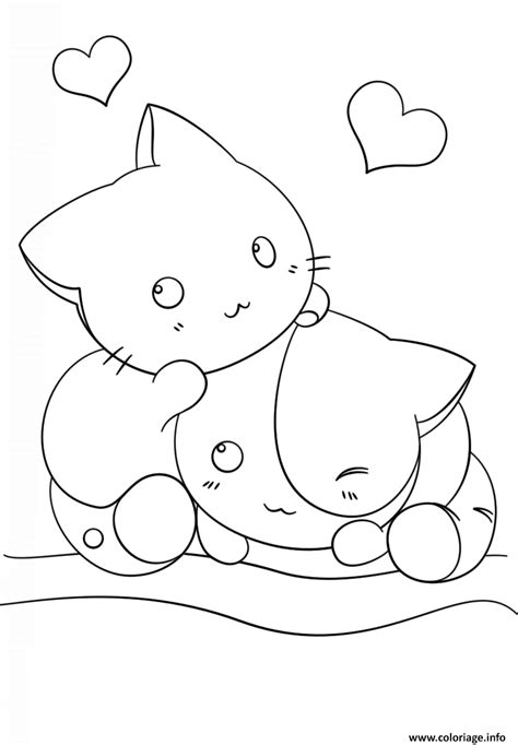 Coloriage Kawaii Kittens JeColorie