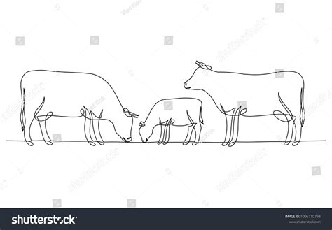 Continuous Line Drawing Cow Calf Isolated Stock Vector (Royalty Free) 1006710793 | Shutterstock