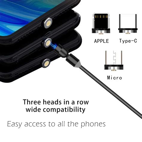 Buy Gug 540 Degree Rotation Usb Typec Micro Usb 8pin 3 In 1 Magnetic Charging Cable Online