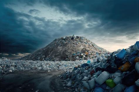 Premium Photo | Plastic waste in landfill environmental pollution concept