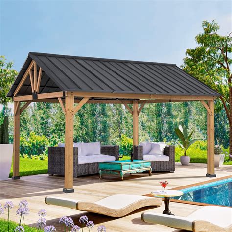 Amazon Coos Bay X Hardtop Gazebo With Cedar Wood Frame