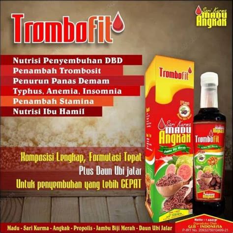 Jual Trombofit Madu Sari Kurma Angkak Jambu Biji Merah Untuk Typus DBD