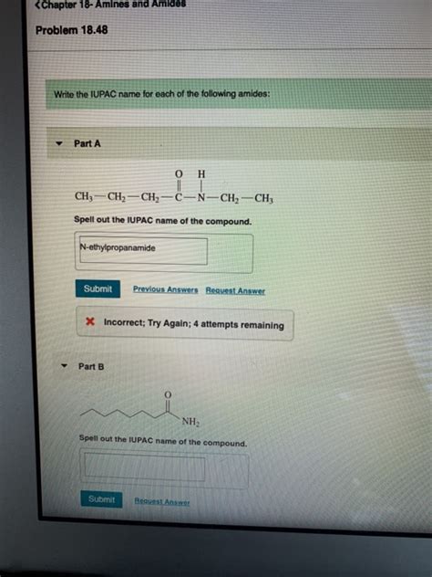 Solved Write The Iupac Name For Each Of The Following Amides Chegg