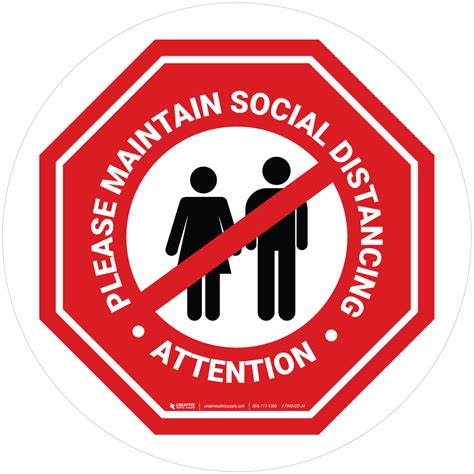 Attention Please Maintain Social Distancing With Prohibited Icon Stop