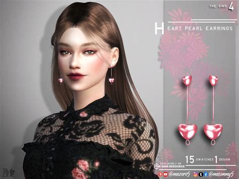 The Sims Resource Heart Pearl Earrings Valentines Accessories