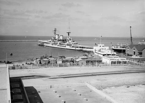 Photo Hms Repulse Docked At Haifa Palestine Jul Photo Of