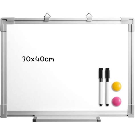 DOEWORKS 40 x 30cm Tableau Blanc Magnétique avec 2 Marqueurs 3 Aimants