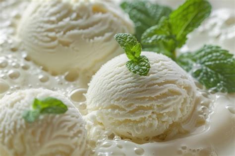 Premium Photo Homemade Organic Vanilla Ice Cream With Mint