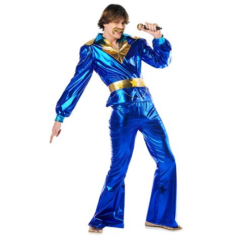 Er Er Disco Fever Dancing King Herren Kost M Mottoparty Blau Gold