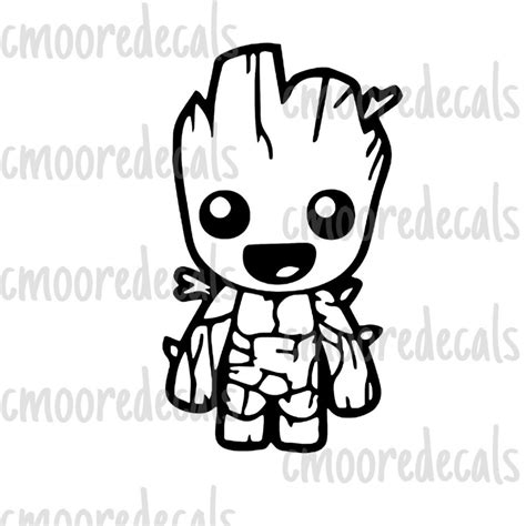 Baby Groot Silhouette Dxf Png Svg - Etsy