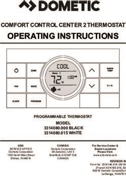 OPERATING INSTRUCTIONS COMFORT CONTROL CENTER 2 THERMOSTAT MODEL