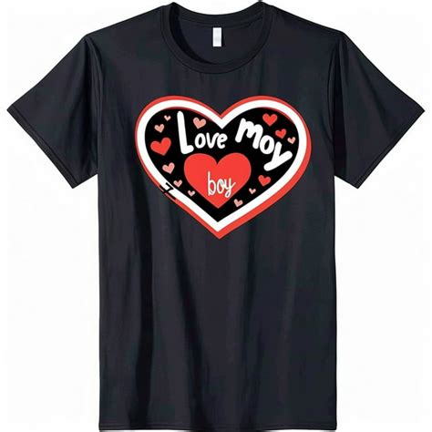 I Love My Boy Heart Cartoon Design Black Tshirt Show Your Love In Style