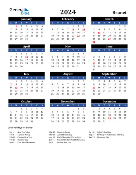 2024 Calendar Printable Brunei - Printable Online