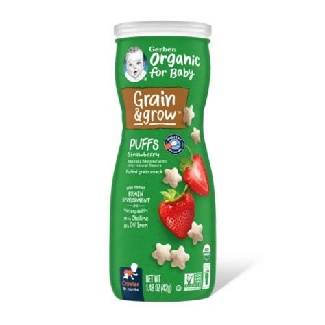 Gerber Organic For Baby Grain Grow Strawberry Puffs Oz King