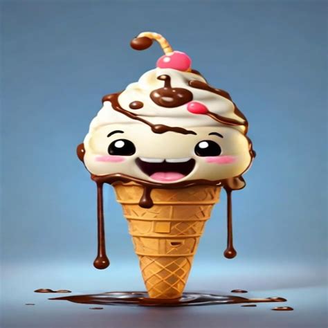 cone ice cream cartoon character isolated premium ai generated image