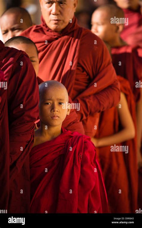 Monks At The Shwezigon Paya Bagan Myanmar Burma Stock Photo Alamy