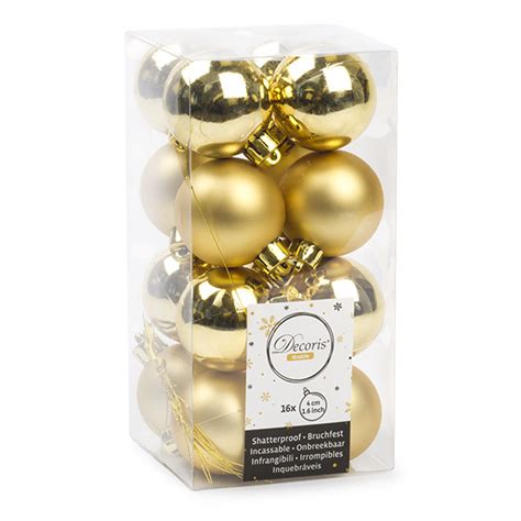 Kerstballen Ø 4 cm 16 stuks Goud Decoris Kabelshop nl