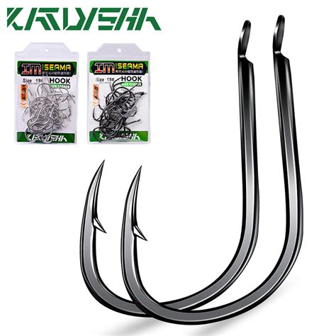 KATYUSHA 30 Pack High Carbon Steel Offset Barb Fishhooks 11 20 Flat