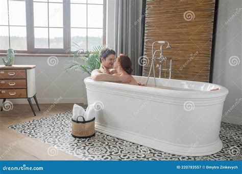 A Man And A Woman Having A Bath Together And Looking Enjoyed Stock Image Image Of Trust