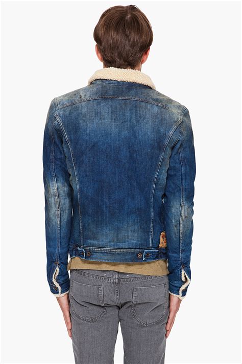 Lyst Diesel Faux Fur Lined Denim Jacket In Blue For Men