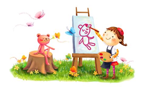 Fondos De Pantalla Niña Animal Sonreír Dibujo Pintar Cepillo