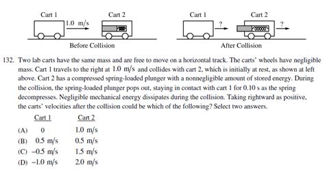 Solved 32 Two Lab Carts Have The Same Mass And Are Fre