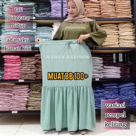 Jual Rok Crinkel Jumbo Rempel BB 100 Lebih Rok Susun Panjang Big Size