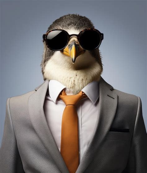 Premium Photo A Bird Wearing Sunglasses And A Suit With A Tie