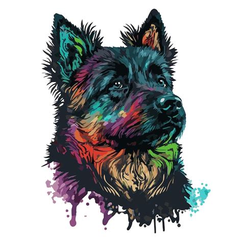 Retrato De Perro Colorido Estilo Pop Art Wpap Vector Premium