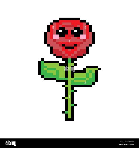 Flower Pixel Art On A White Background Pixel Art Illustration Stock