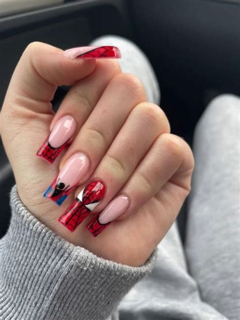 Spiderman Nails Kylie Nails Long Acrylic Nails Pink Acrylic Nails