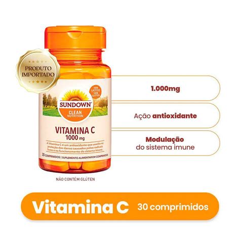 Vitamina C 1000mg Sundown Com 30 Comprimidos Droga Raia