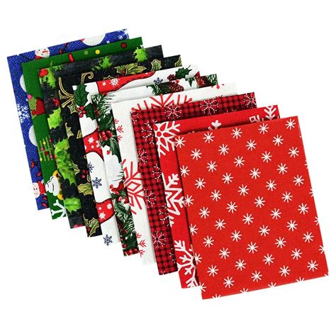 10pcs Set Christmas Series Cotton Fabric Xmas Tree Santa Claus