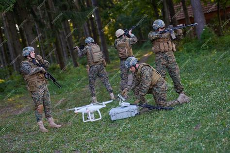 Premium Photo Soldiers Squad Are Using Drone For Scouting