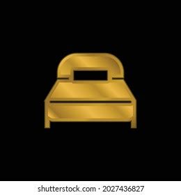 Big Bed One Pillow Gold Plated Stock Vector Royalty Free