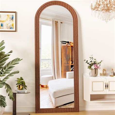 Antok Floor Mirror 66 24 Wood Arched Full Length Mirror Wooden