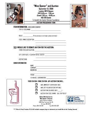 Fillable Online Cff Wine Opener And Auction Cff Fax Email Print