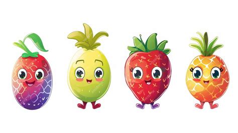 Premium Photo Isolated Cartoon Fruit Characters In A Set Of Five