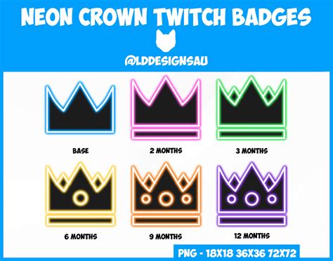 Twitch Subscriber Badges Twitch Sub Badges Neon Crown Etsy