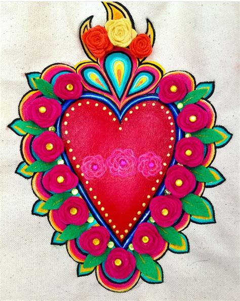 Sacred Heart Pintura De Coraz N Corazones Bordados Arte De Coraz N