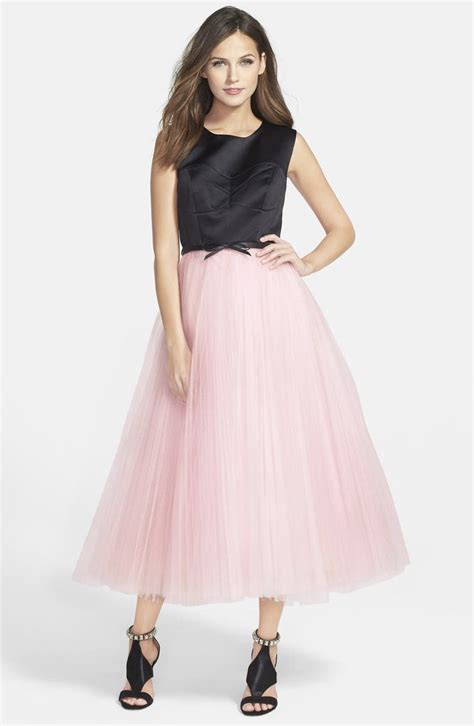 Milly Tulle Skirt Fit And Flare Midi Dress Nordstrom