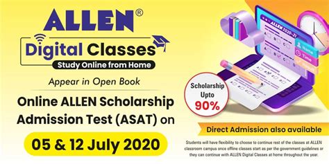 Allen Online Scholarship Cum Admission Test Asat To Be Conducted On