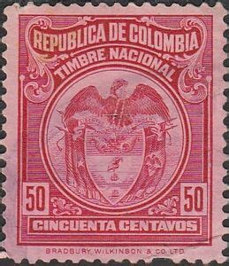 Stamp Coat Of Arms Colombia Revenue StampsCol CO 1917 11