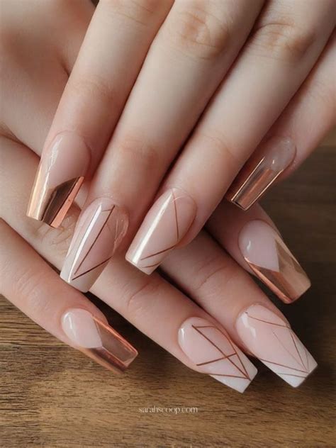 35 Rose Gold Coffin Nail Designs Sarah Scoop