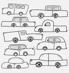 Pattern With Hand Drawn Doodle Cars Background Vector Image