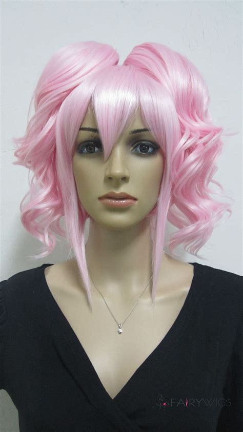 Inexpensive Capless Short Synthetic Hair Pink Wavy Cheap Costume Wigs