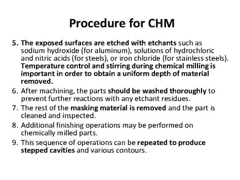 Chemical Machining Chm Introduction In Chm Material